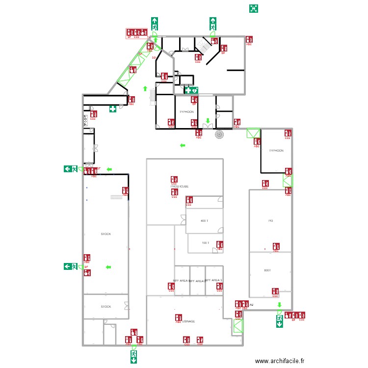 OHM RDC . Plan de 39 pièces et 3013 m2