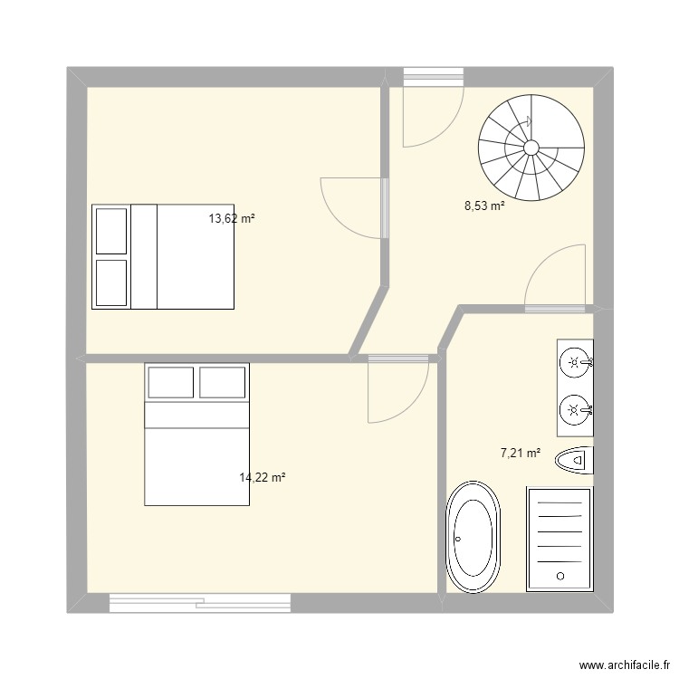 RDC RENO N°14. Plan de 4 pièces et 44 m2