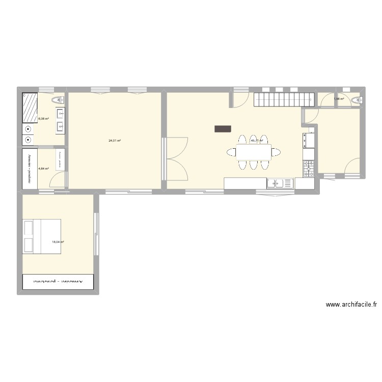 maison tvx2 sans etage. Plan de 6 pièces et 100 m2