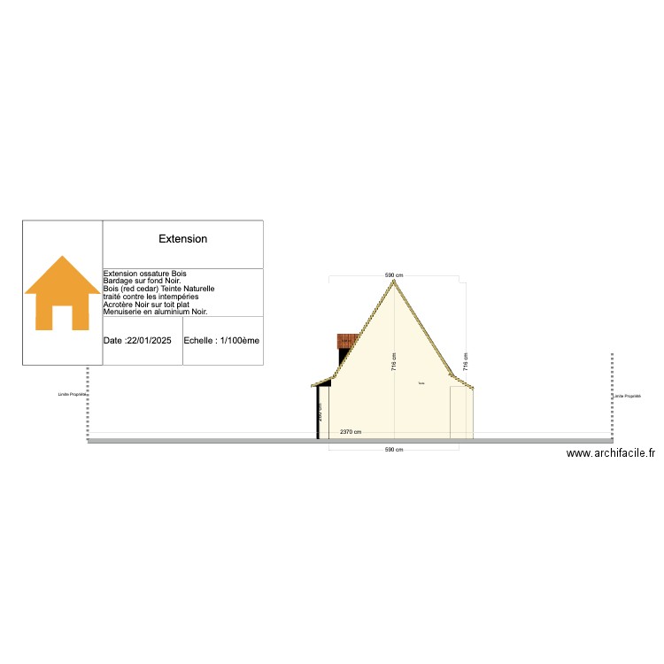 Plan facade SUD Avant. Plan de 0 pièce et 0 m2