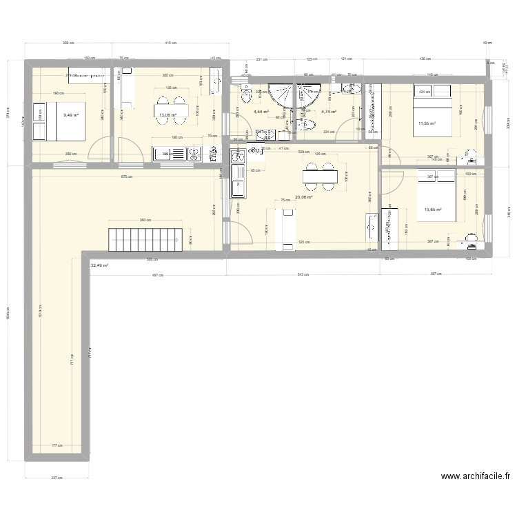 Plan complet R do outeiro N7 Rez do chao medidfas certas. Plan de 18 pièces et 229 m2