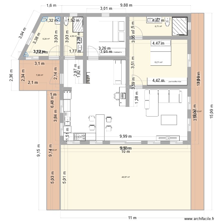 Draft 02. Plan de 8 pièces et 114 m2