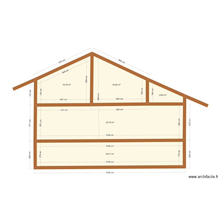 Villard_coupe. Plan de 5 pièces et 71 m2