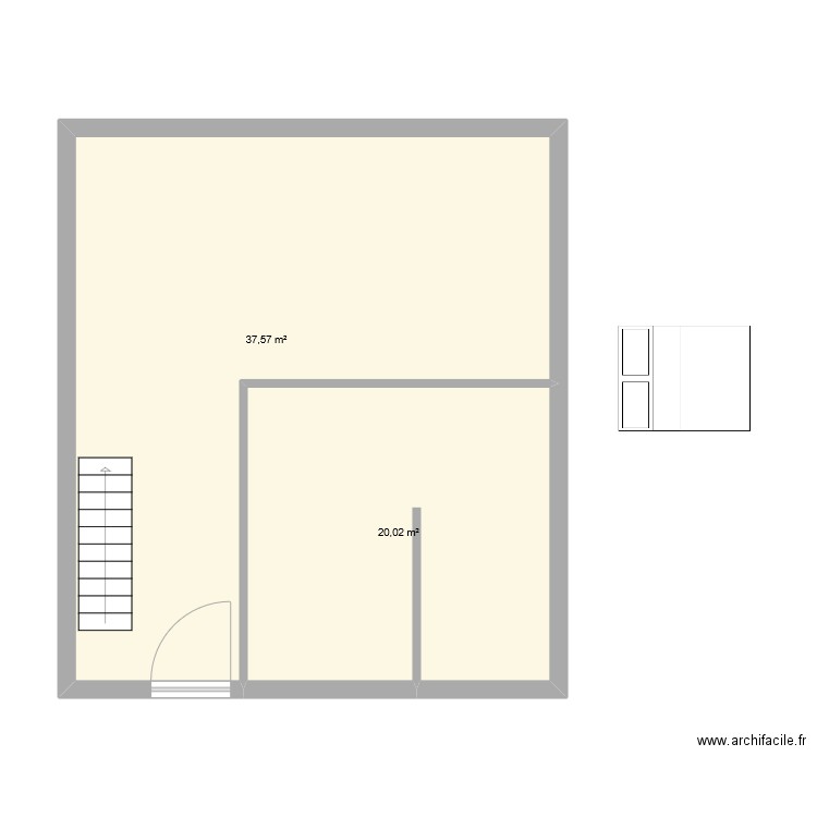 06/09. Plan de 2 pièces et 58 m2