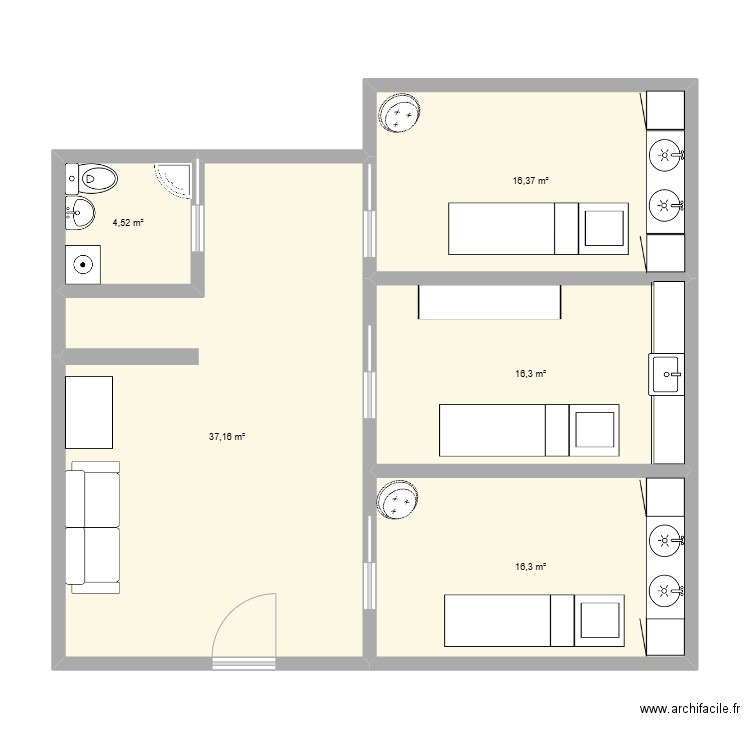 vente institu . Plan de 5 pièces et 91 m2