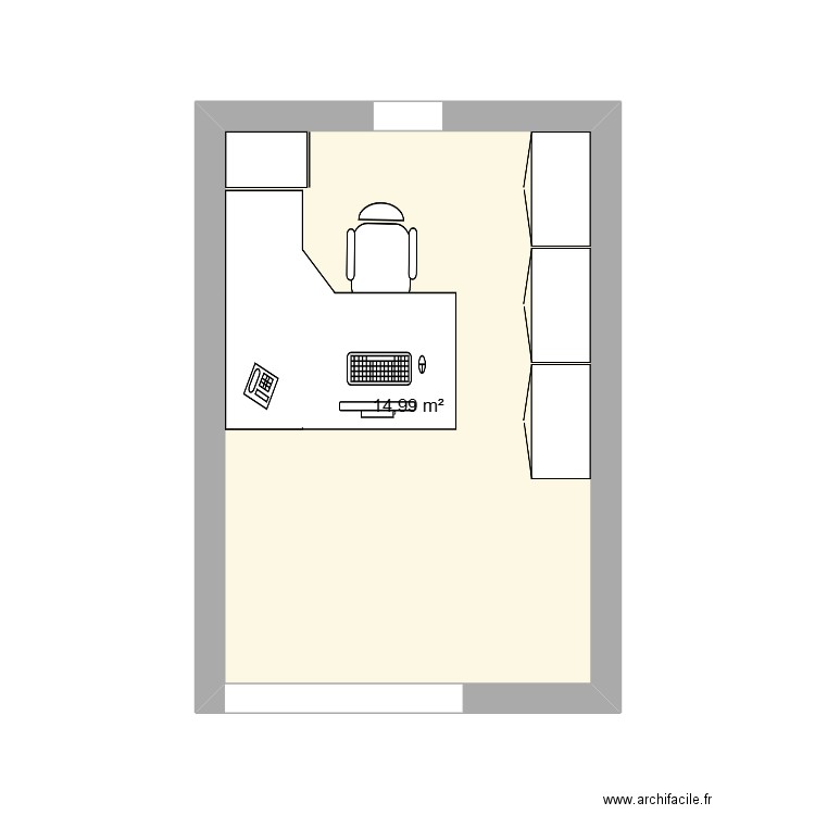 Bureau 3. Plan de 1 pièce et 15 m2