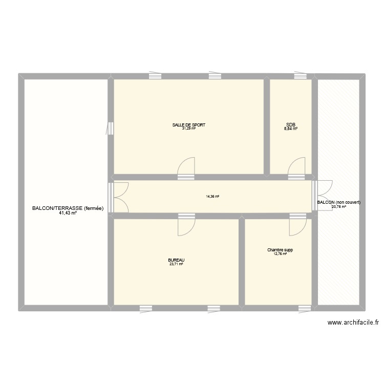 Toit terrasse. Plan de 7 pièces et 153 m2