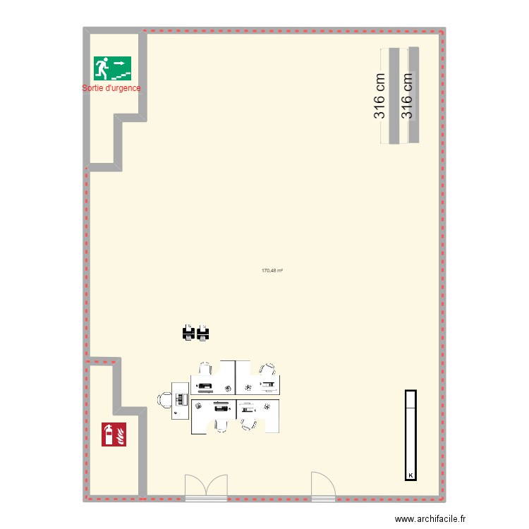 Asma. Plan de 2 pièces et 176 m2