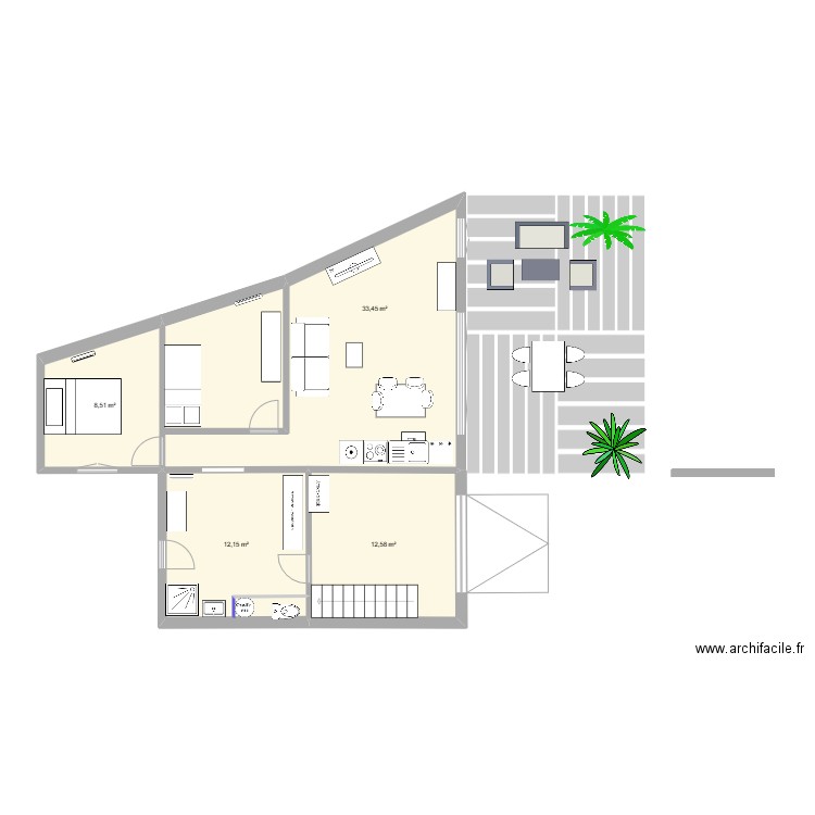 extension2. Plan de 4 pièces et 67 m2