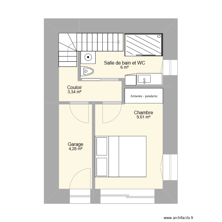 Mazot 4. Plan de 4 pièces et 23 m2