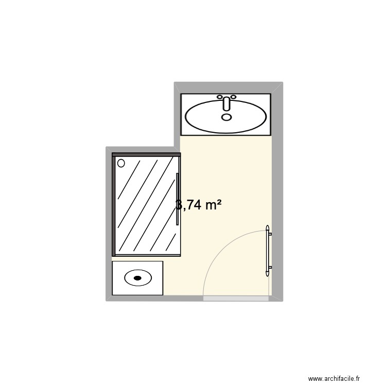 Salle bains - v2 - Plan 1 pièce 4 m2 dessiné par Maelle_Plu