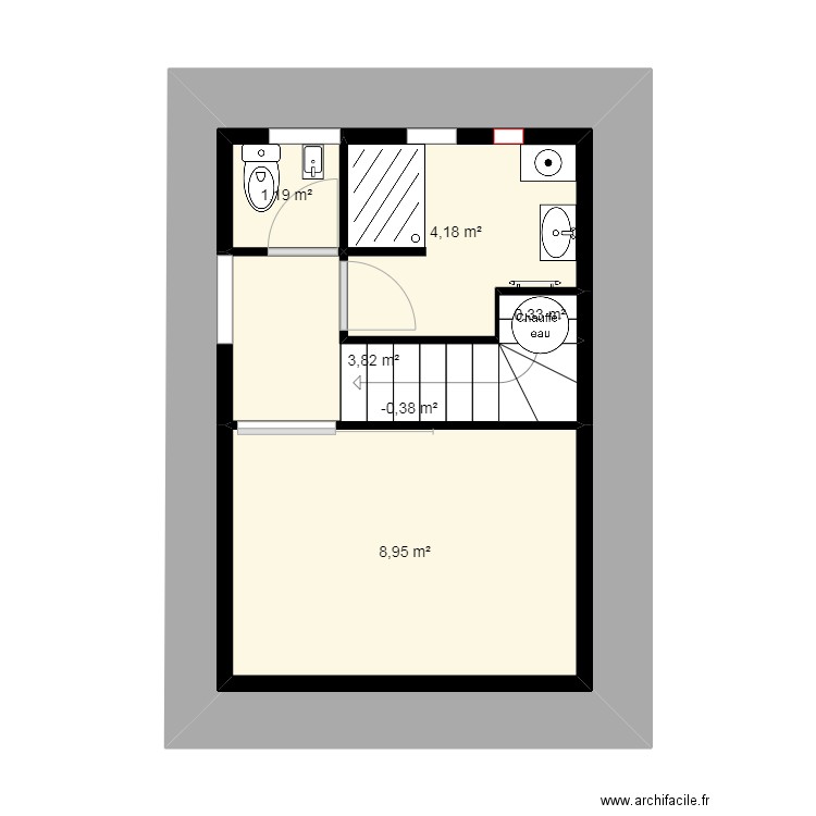 piece. Plan de 6 pièces et 40 m2