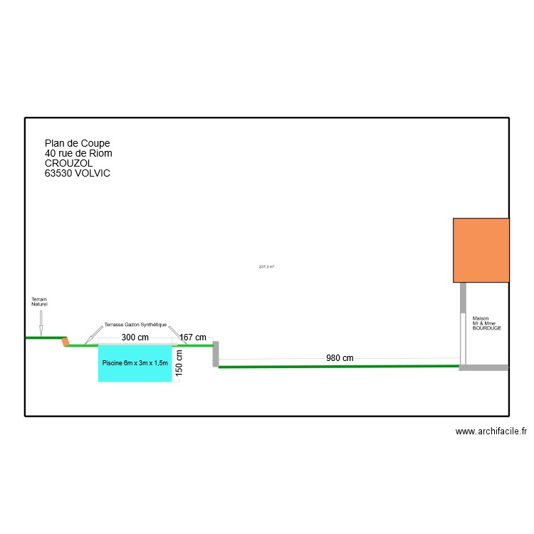 Projet Piscine. Plan de 1 pièce et 237 m2