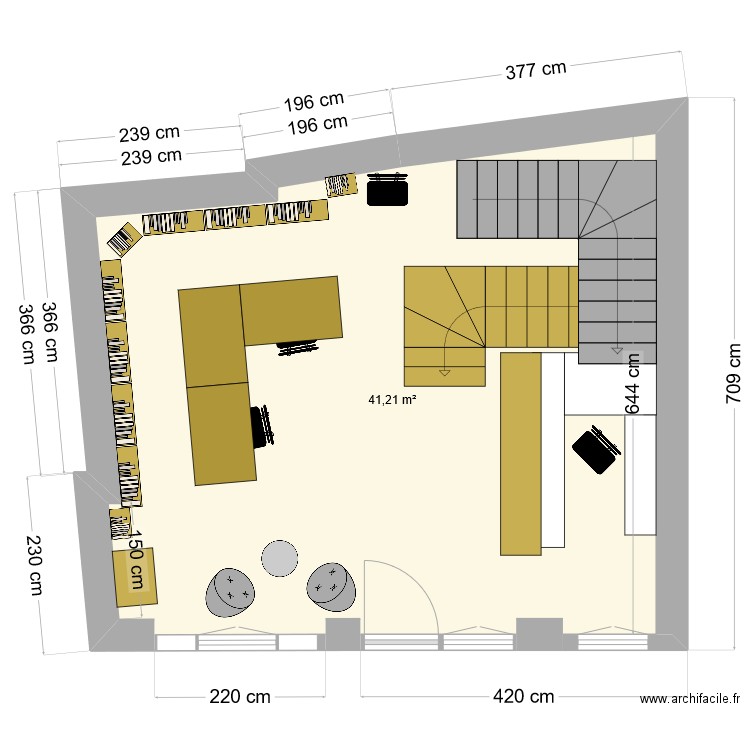 Castelnau Etage. Plan de 1 pièce et 41 m2