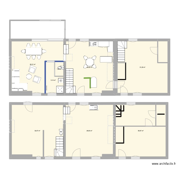 RDC V2. Plan de 8 pièces et 186 m2