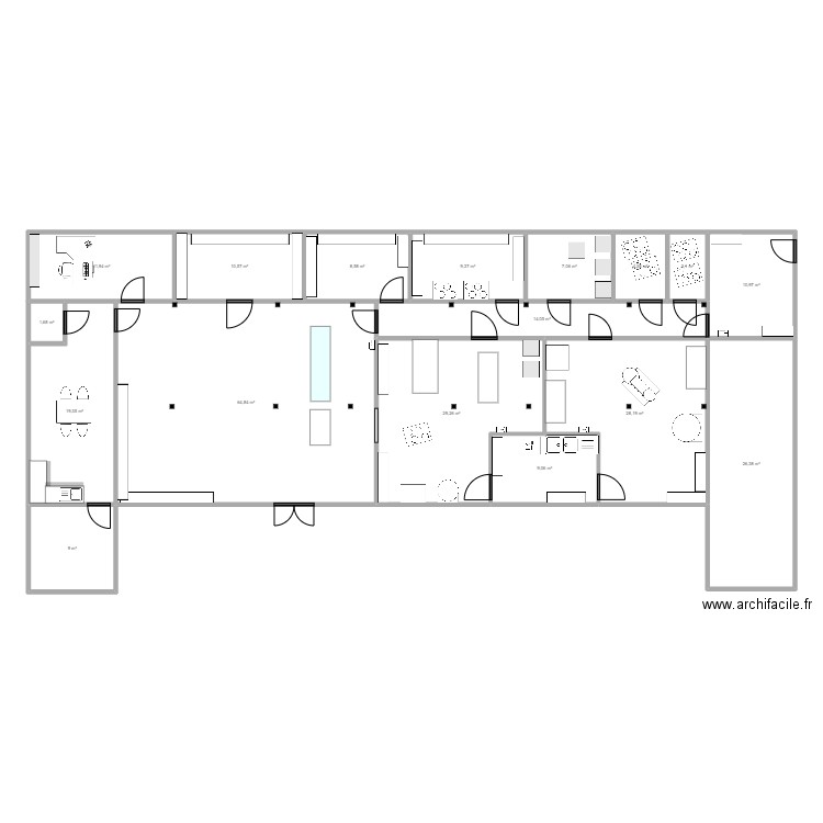 Plan ak 3. Plan de 17 pièces et 268 m2