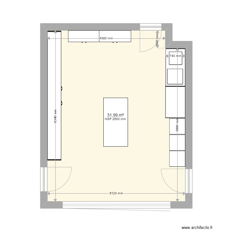 LYCEE FAURE / TOURNON. Plan de 1 pièce et 32 m2