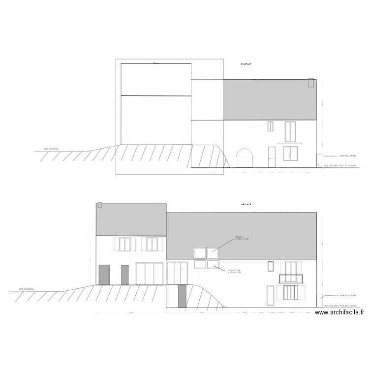 façade SUD OUEST PROJETE. Plan de 0 pièce et 0 m2