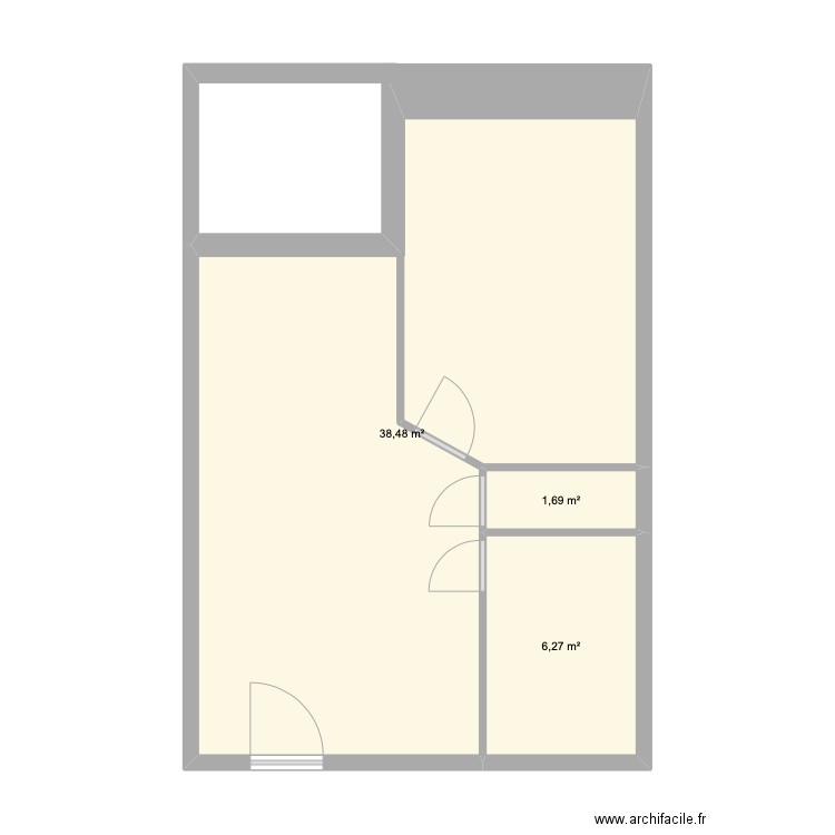 aménagé. Plan de 3 pièces et 46 m2