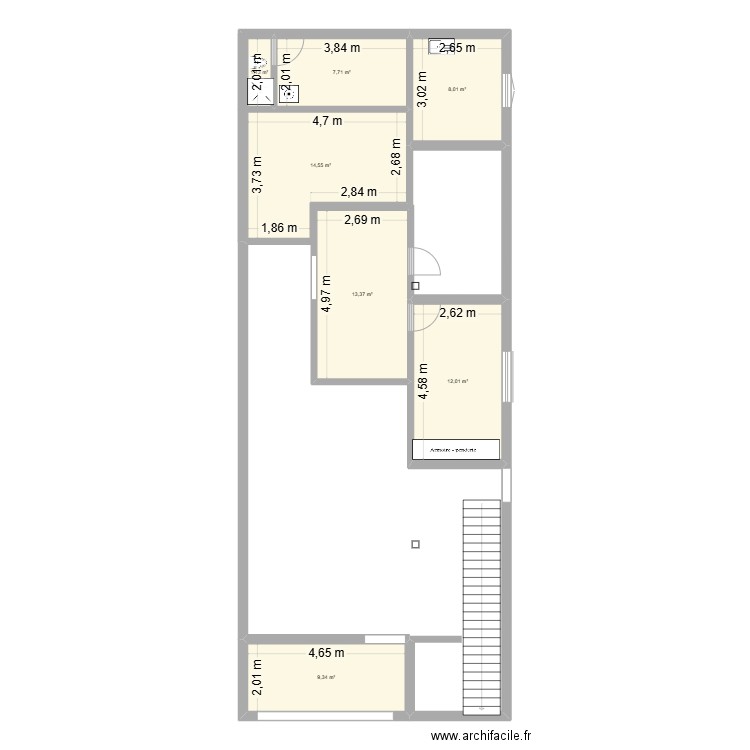 essaie 2. Plan de 7 pièces et 66 m2