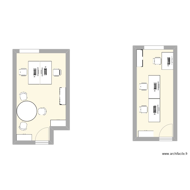 Bureau RH. Plan de 2 pièces et 34 m2