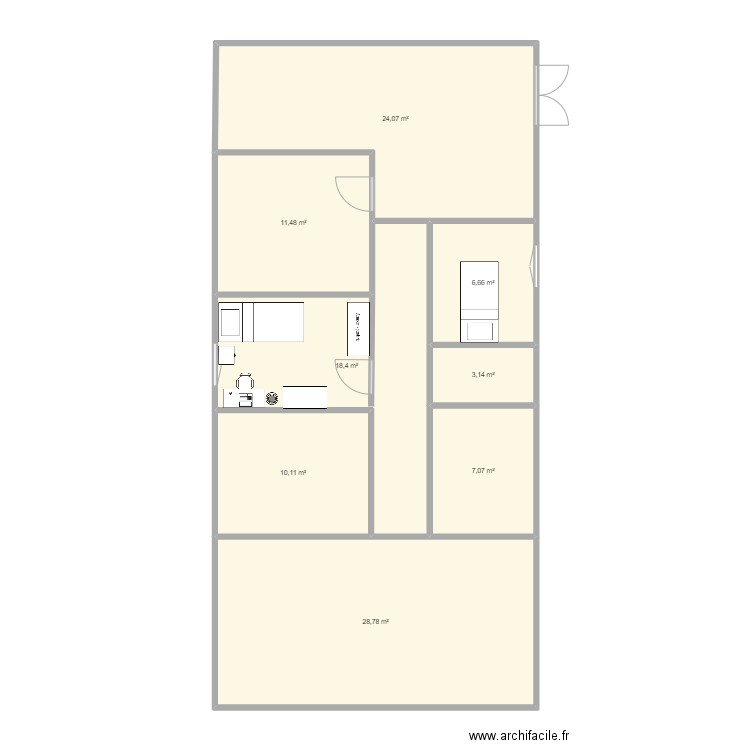 chambre. Plan de 8 pièces et 110 m2