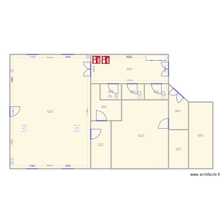 Salle Autingues. Plan de 11 pièces et 209 m2