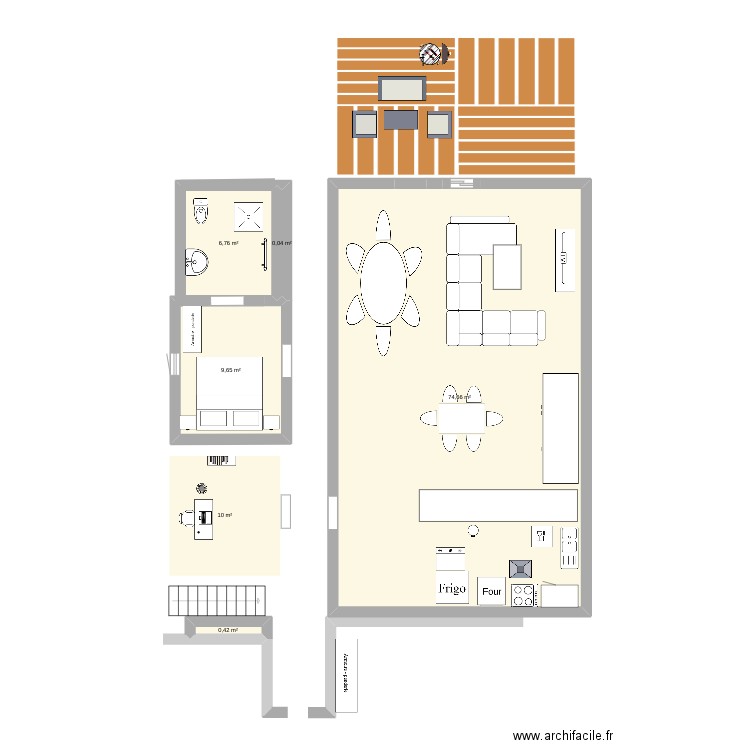 maison rez de chaussez. Plan de 6 pièces et 102 m2