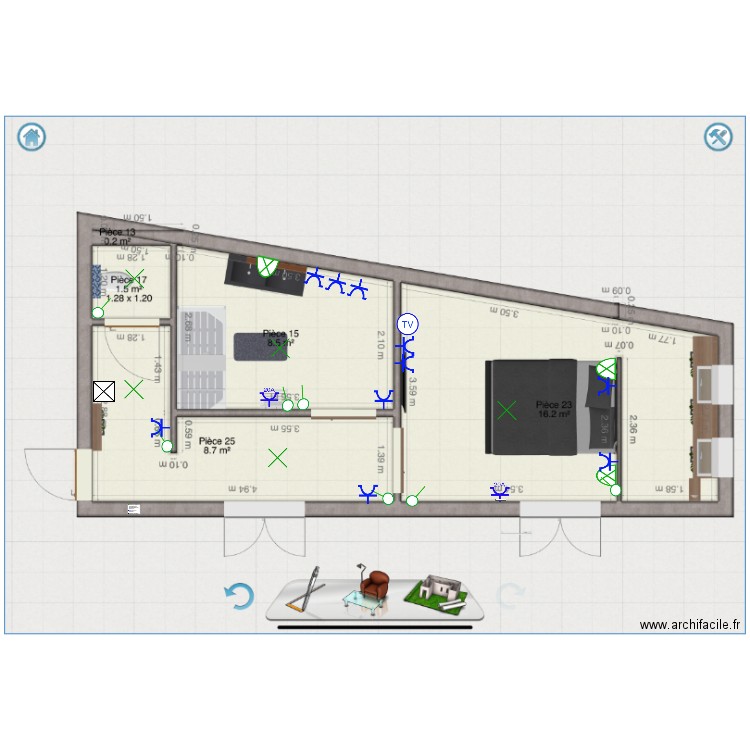 Laprade 25 Chemin de Guillebeau 33240 Val-de-Virvée / Salignac France création sdb wc et chambre. Plan de 0 pièce et 0 m2