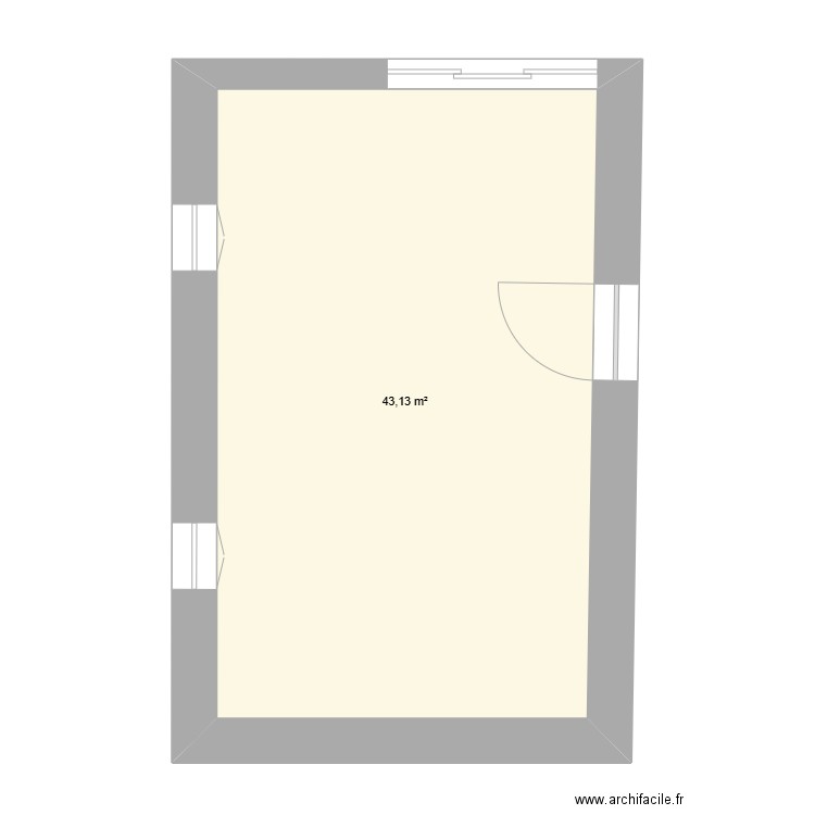 rustr. Plan de 1 pièce et 43 m2