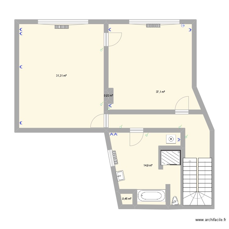 Etage 1. Plan de 5 pièces et 84 m2