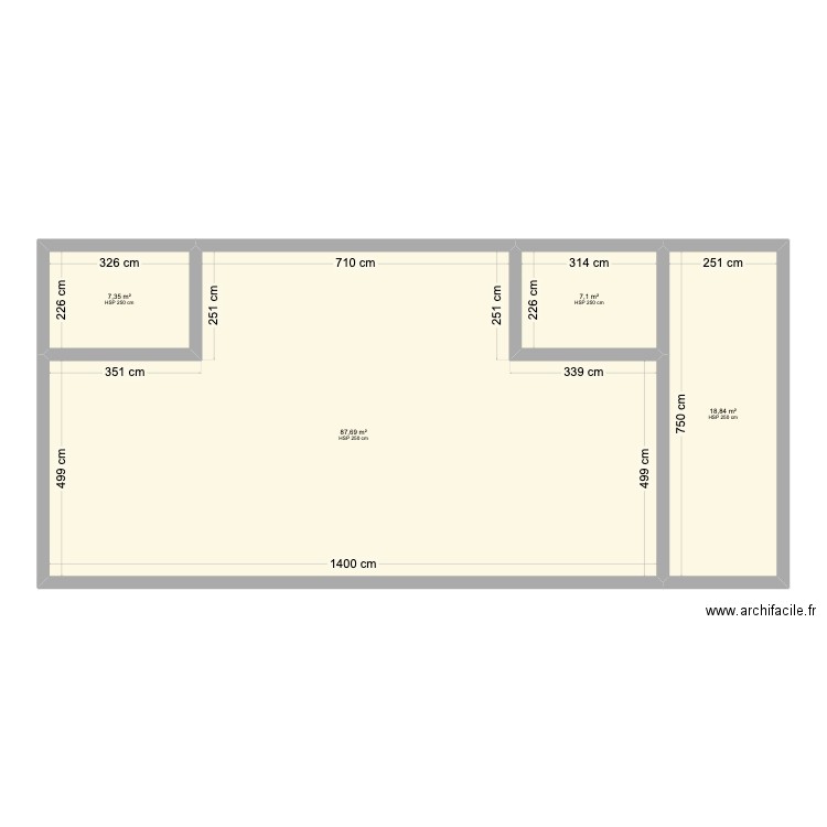 Salle polyvalente. Plan de 4 pièces et 121 m2