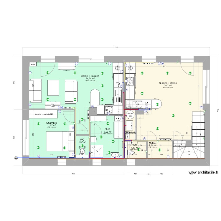 Cotations RDC Projet 8. Plan de 0 pièce et 0 m2