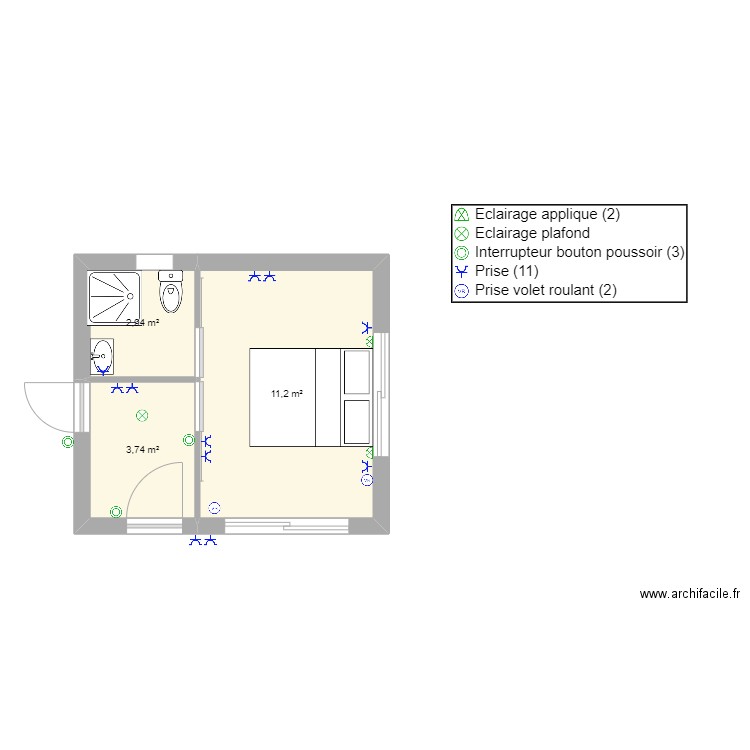 Larrivière. Plan de 3 pièces et 18 m2