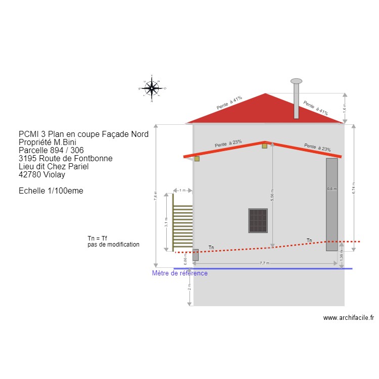 Facade en coupe Nord. Plan de 0 pièce et 0 m2