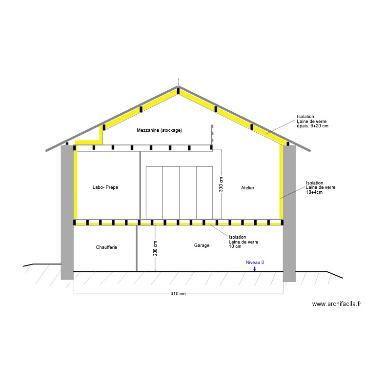 Coupe CC_V1_Après travaux. Plan de 0 pièce et 0 m2