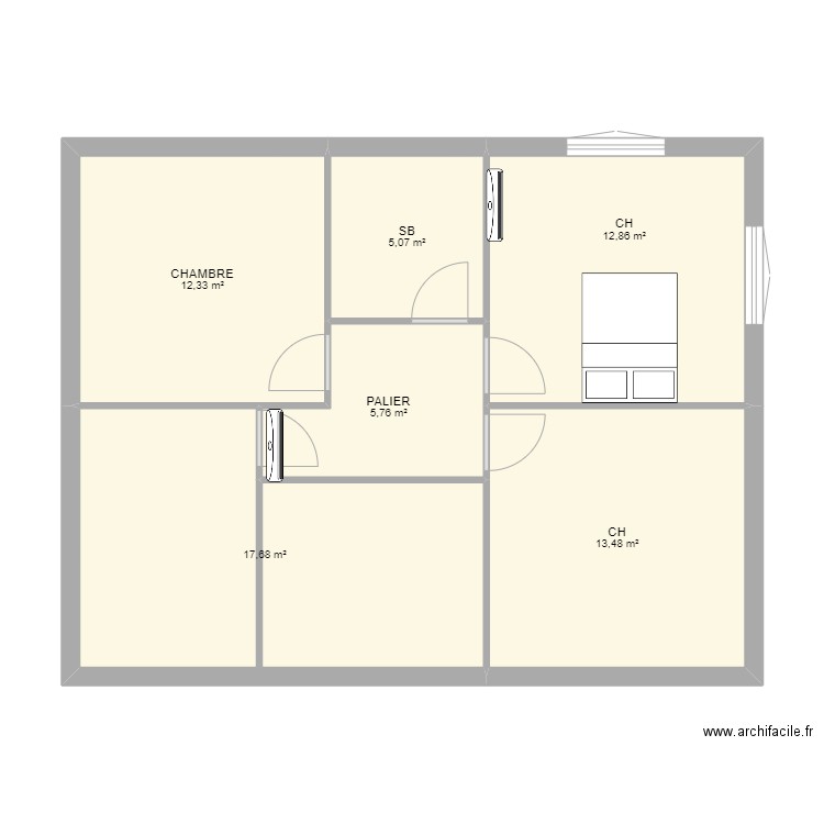 Siadou. Plan de 6 pièces et 67 m2