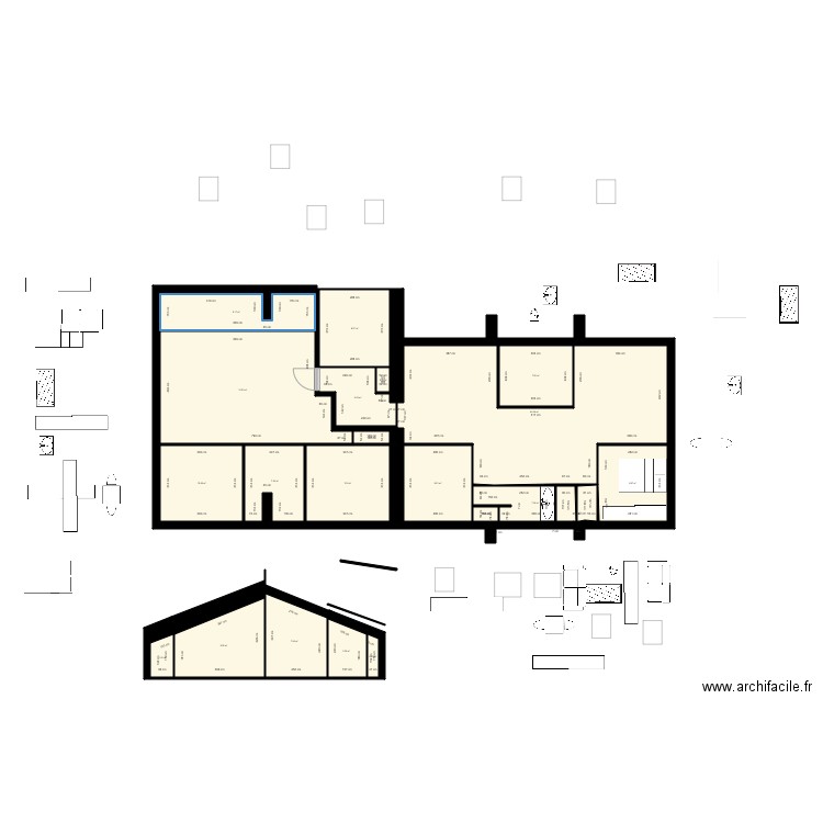 gambetta è. Plan de 19 pièces et 185 m2