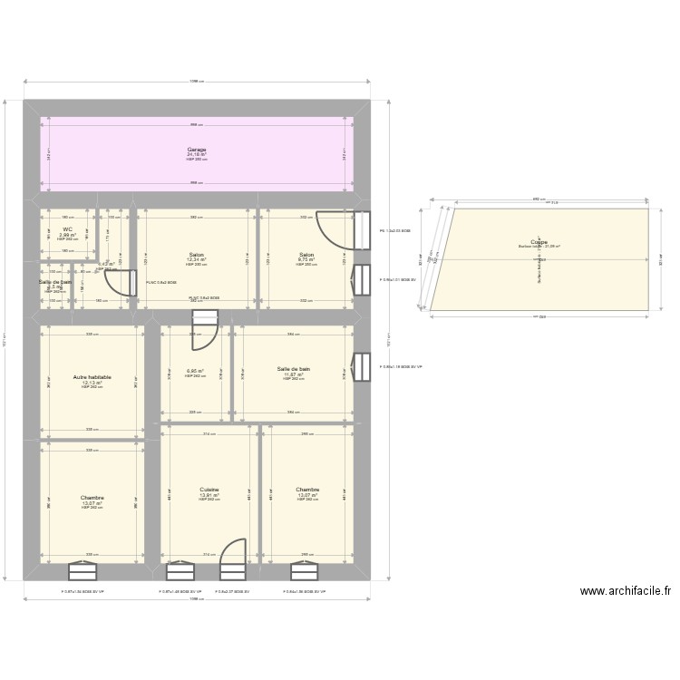  ML24016283  PEYRON BUSQUET amenagement. Plan de 15 pièces et 211 m2