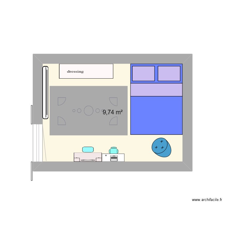 chbr nina. Plan de 1 pièce et 10 m2