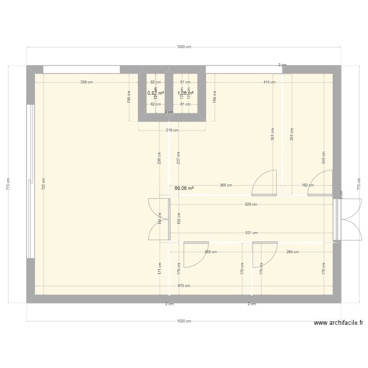 bureau -plan vide - Plan 3 pièces 68 m2 dessiné par lee_jimmy