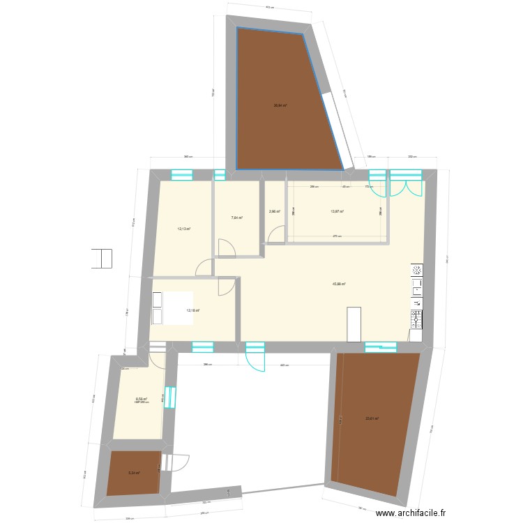 Maison Brandy-bas V2. Plan de 10 pièces et 159 m2