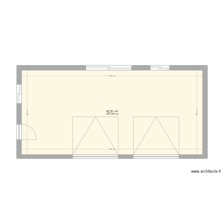 Plan projet garage 2025. Plan de 1 pièce et 43 m2