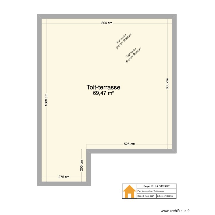 MAQUETTE ANDREA - TOIT TERRASSE. Plan de 1 pièce et 69 m2