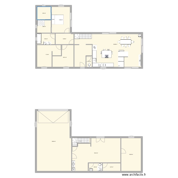 Maison 1. Plan de 15 pièces et 235 m2