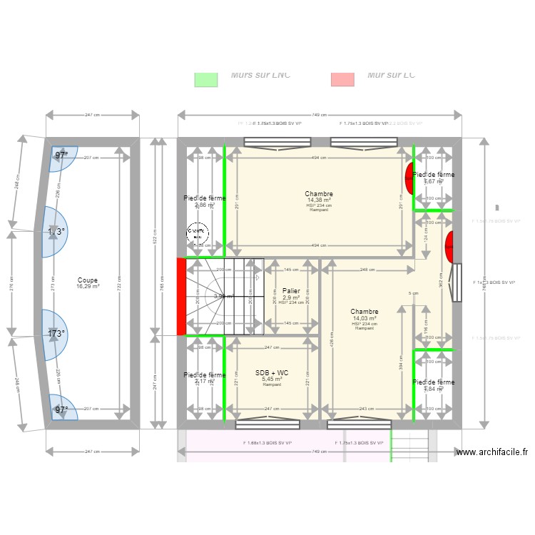 ML24013156 . Plan de 18 pièces et 135 m2