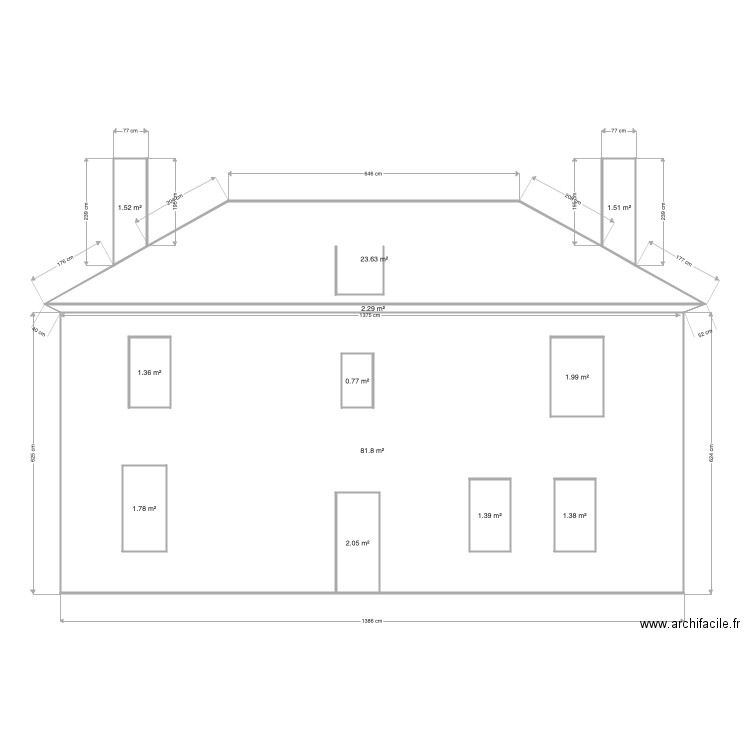 Facade sud modifiée ouverture. Plan de 0 pièce et 0 m2