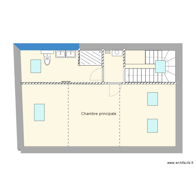 etage duplex combles proposition. Plan de 3 pièces et 50 m2