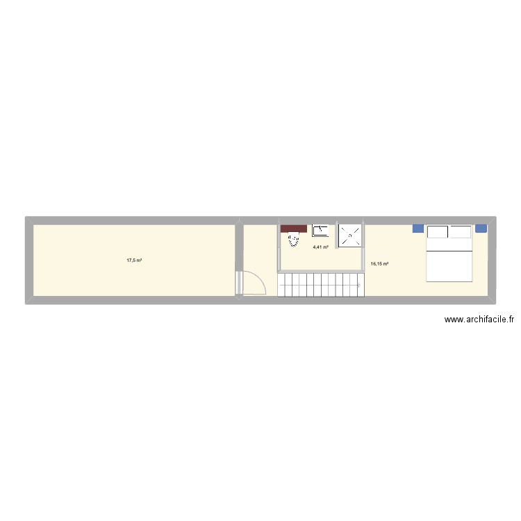 Garage Maison. Plan de 3 pièces et 38 m2