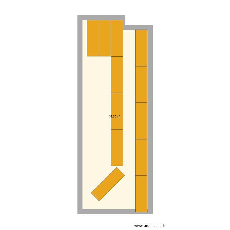 Comble. Plan de 1 pièce et 39 m2